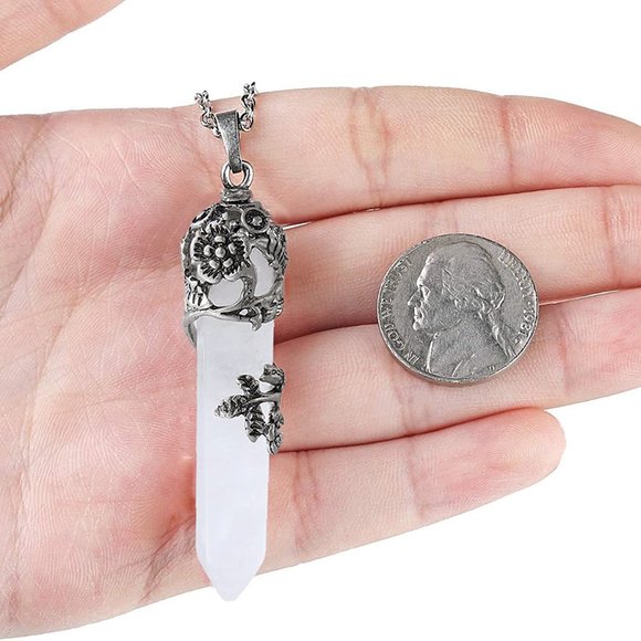 🆕White Crystal Point Pendant Stone Necklace - Picture 1 of 2